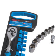 FIXTEC New Design Ratchet Handle CRV Sockets Set With CR-V Extention Socket Bar 4"